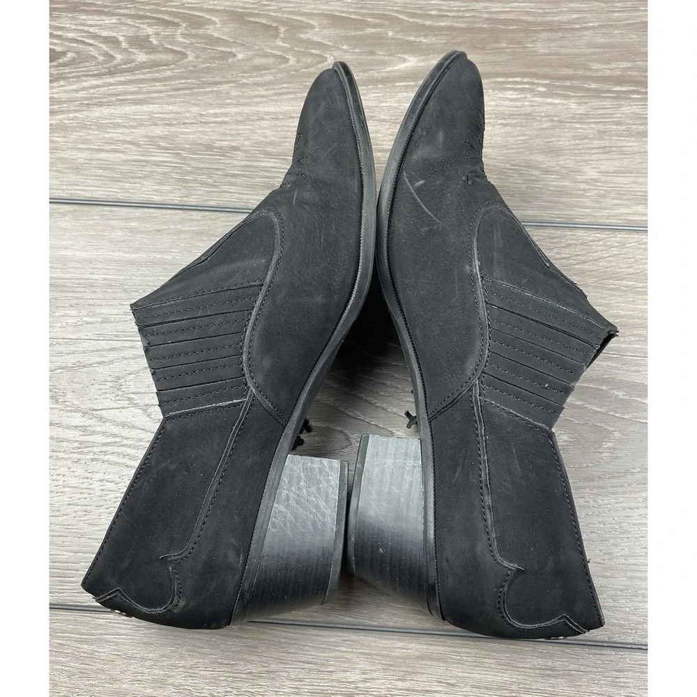 Sam Edelman Women's Hermosa Suede Western Fringe Ankle Booties Black‎ 9.5